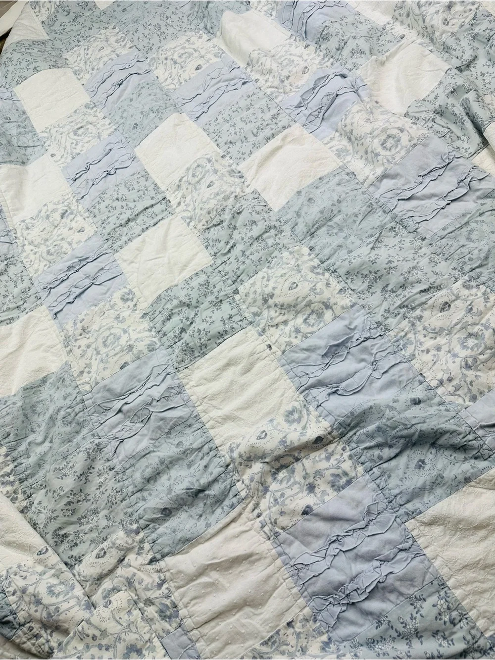 Simply Shabby Chic Queen Quilt Comforter Cottagecore Floral Light Blue